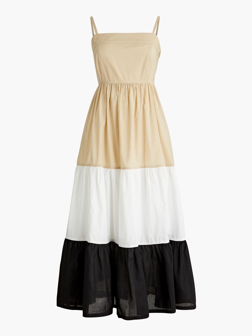 J. CREW Square-Neck Tiered Color-block Dress